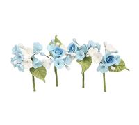 House of Cake Mini Rose Spray, Blue Floral Cake Decoration With Flowers and Leaves, Single