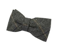 House Of Cavani Albert - Men's Women's Boys Herringbone Tweed Check Bow Tie - Grey