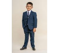 House of Cavani Boys Cody Blue Tweed Three Piece Suit - Age 5