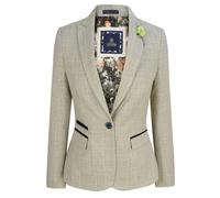 Cavani Ladies Women Tweed Herringbone Cream Black Tailored Fit Classic - Cream 12