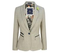 House Of Cavani Caridi - Women's Tweed Herringbone Cream Peaky Blinders Jacket - UK 8