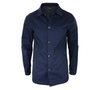 House Of Cavani Fang - Men's Mid Length Mac Overcoat Jacket Light Weight Beige Navy - Navy - Small