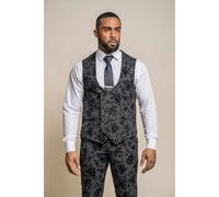 House Of Cavani Georgi - Men's Black Floral Waistcoat - 52