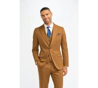 House Of Cavani James - Men's Camel Brown 3 Piece Wool Tailored Fit Suit - 38" Jacket 32" Trousers