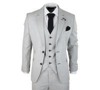 House Of Cavani Kyoto - Men's 3 Piece Light Grey Black Check Suit Classic - 48" Jacket 42" Trousers