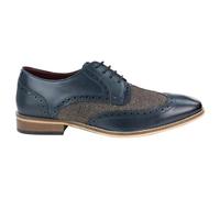 House Of Cavani Mens Leather & Tweed 1920s Gatsby Shoes - UK 8 - Navy