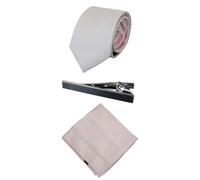 House Of Cavani Men's Matching Wedding Satin Silk Tie Hanky & Tie Clip Polka Dot - Pink