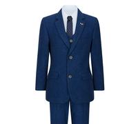 House Of Cavani Orson - Boys 3 Piece Wool Suit Blue Tweed 1920s Classic 4 Pocket Waistcoat - 8 Years