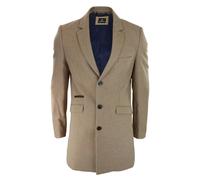 House Of Cavani Roman - Men's 3/4 Wool Overcoat Jacket Herringbone Tweed 3 Button Coat - Oak - 52