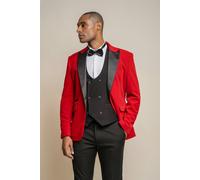 House of Cavani Rosa Velvet Blazer - Red - 44 Inch Chest