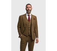 House Of Cavani Thomas - Men’s Brown 3 Piece Wool Blend Tweed Suit - 40" Jacket 34" Trousers