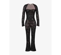 House of CB Womens House of CB Anastasia Stretch-Lace Jumpsuit and Matching Bolero Black L (A-C Cup)