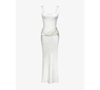 House of CB Womens House of CB Kira Gathered Satin Maxi Dress Ivory S (A-C Cup)