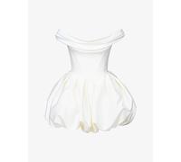 House of CB Womens House of CB Leonora Off-The-Shoulder Satin Mini Bridal Gown Ivory L+ (D-E Cup)