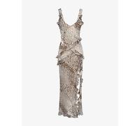 House of CB Womens House of CB Pixie Ruffled Chiffon Maxi Dress Animal Print M (A-C Cup)