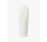 House of Cb Womens Ivory Colette Slim-fit Low-rise Satin Midi Skirt 12/14