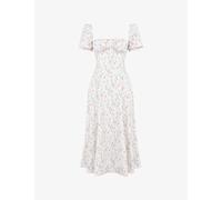House of Cb Womens White Posy Print Tallulah Puff-sleeved Cotton-blend Midi Dress L