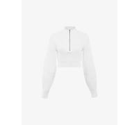 House of Cb Womens White Reeva Balloon-sleeve Stretch-woven Jumper L