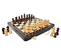House of Chess - 10 Inch Wooden Magnetic Folding Travel Chess Set/Board with 2 Extra Knights, 2 Extra Pawns, 2 Extra Queens and Algebraic Notation - Handmade - Premium Quality