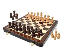 House of Chess - 12 Inches Wooden Magnetic Folding Travel Chess Set/Board - 2 Extra Knights, 2 Extra Pawns, 2 Extra Queens & Algebraic Notation - Handmade - Premium Quality