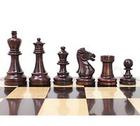 House of Chess - Grand Master Staunton Tournament Chess Set Pieces - King Size: 3-3/4" (Broad Base) + 2 Extra Queens - Ringy Rosewood / Boxwood