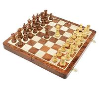 House of Chess - Victorian Staunton Golden Acacia Wood Chess Set - 14 x 14 Inches Wooden Folding Chess Board with Algebraic Notation - Wooden Chess Pieces with King Height 3 Inches + 2 Extra Queens