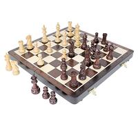 House of Chess - Victorian Staunton Ringy Rose Wood Chess Set - 14 x 14 Inches Wooden Folding Chess Board with Algebraic Notation - Wooden Chess Pieces with King Height 3 Inches + 2 Extra Queens