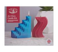 House Of Crafts Candle Making Art Deco, Single Craft Kit Set, Blue & Pink, Make 4 Fragranced Candles, Includes 2 Moulds, 380g Soy Wax, Candle Wicks, Vanilla Fragrance, Cerise & Peacock Pigment