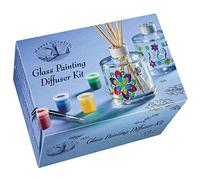 House Of Crafts Glass Painting Diffuser, Single Craft Kit Set, Multicoloured, Includes 2 Glass Fragrance Diffuser Bottles, Silver Outline Stickers, 5 Paints, Brush, Reed Diffuser Sticks, Instructions