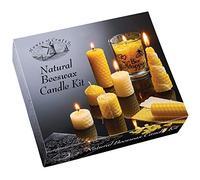House Of Crafts Natural Beeswax Candle, Single Craft Kit Set, Yellow, Includes Natural Beeswax Sheets, 2 Short Candle Wicks, 2 Glass Jars, Beeswax Pearls, 1 Long Wick, Sheet Of Foil Stickers