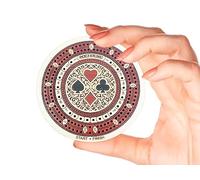 House of Cribbage - 2 Track 60 Points - Round Shape Pocket Size Wooden Travel Cribbage Board - Size 4 Inch (Maple Wood/Bloodwood)