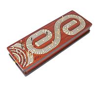 House of Cribbage - Continuous Cribbage Board/Box Inlaid in Blood Wood/Maple : 4 Track - Side Drawers with Score Marking Fields for Skunks, Corners and Won Games
