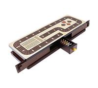House of Cribbage - Continuous Cribbage Board/Box Inlaid in Maple/Wenge Wood: 4 Track - Cards and Pegs Storage Drawer with Score Marking Fields for Skunks, Corners and Won Games