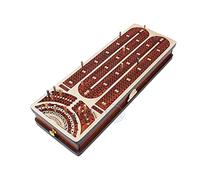 House of Cribbage - Continuous Cribbage Board/Box Inlaid in Maple Wood/Blood Wood : 4 Track - Side Drawers with Score Marking Fields for Skunks, Corners and Won Games