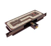 House of Cribbage - Continuous Cribbage Board / Box Inlaid in Wenge Wood / Maple : 4 Track - Cards & Pegs Storage Drawer with Score Marking Fields for Skunks, Corners and Won Games
