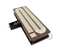 House of Cribbage - Continuous Cribbage Board Inlaid 4 Tracks Rosewood/Maple with Sliding Lids and Drawer