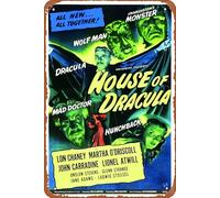 House of Dracula Movie Plaque Poster Metal Tin Sign 8" x 12" Vintage Retro Wall Decor