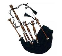 House of Highland 77 Bagpipe, Rosewood Finish, Black Watch Tartan - Full Size with Silver Plain Mounts, Synthetic Bag, Tutor Book, Carrying Bag, Drone, Reeds