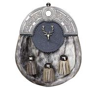 House of Highland 77 Scottish Kilt Sporrans Badge Style Stag Head Antique Finish/Mens Kilt Sporran, L,Beige