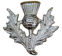 House of Highland 77 Scottish Thistle Crest Cap Badges/Glengarry Hat Badge Pin Silver/Military