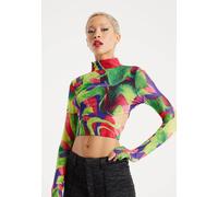 House Of Holland Abstract Multicolour Print Crop Top Multi