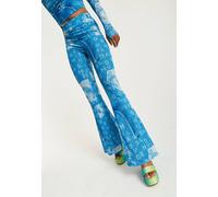 House Of Holland Denim Print Flare Trousers In Blue Blue 8
