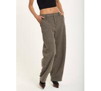 House Of Holland Houndstooth Wool Blend Wide Leg Trousers In Brown Brown