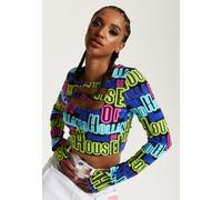 House Of Holland Printed Multicolour Crop Top With Cut Out Details Multi M