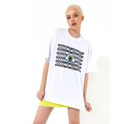 House of Holland Women's Rhinestone Printed T-Shirt in White | Size: Small