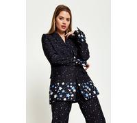 House Of Holland Star Print Blazer In Black Black 14