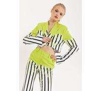 House Of Holland Stripe Monochrome Acid Green Splash Crop Blazer With Belt Multi 8
