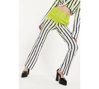 House of Holland Women's Stripe Monochrome Acid Green Splash Trousers | Size: 12 House Of Holland Multicolor 12