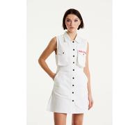 House Of Holland White Denim Mini Dress With Skater Embroidery White 12