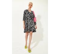 House of Holland Women's Abstract Animal Printed Mini Dress with 3/4 Length Sleeves in Black | Size: Large